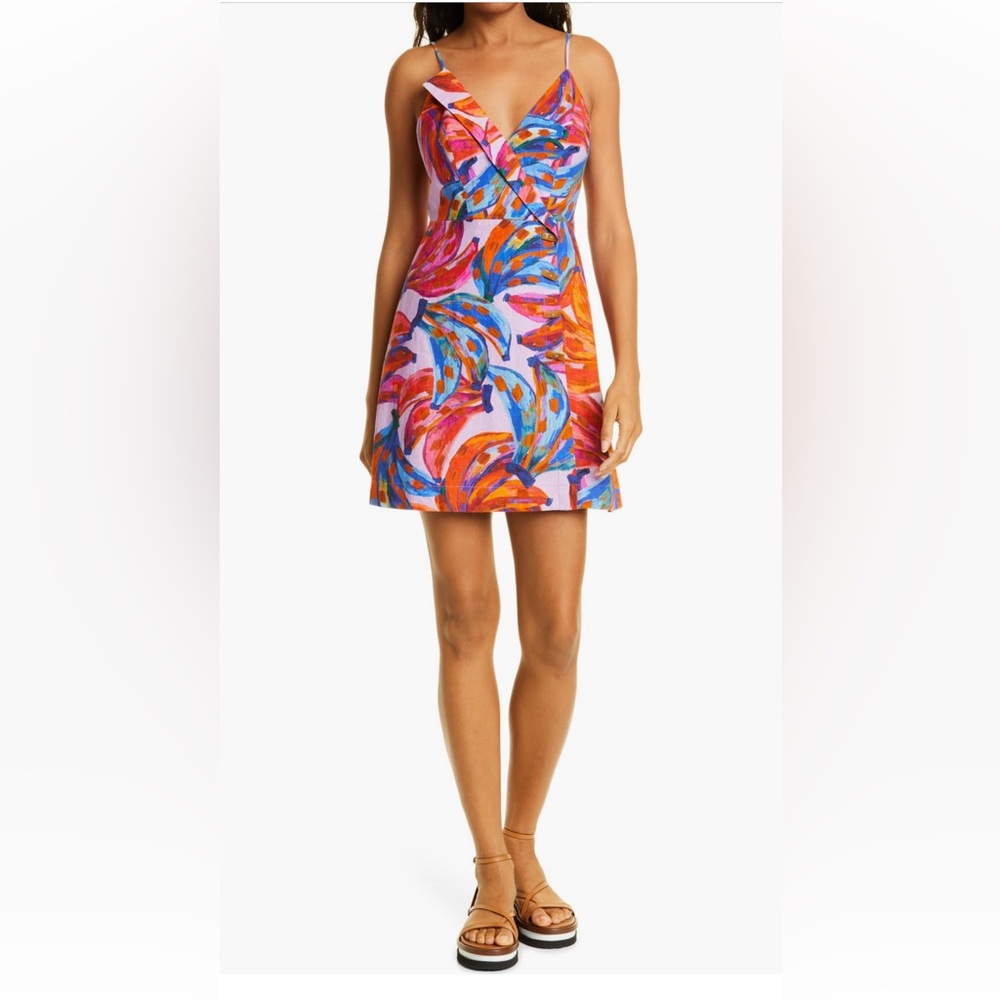 FARM Rio Colorful Leaf Print Mini Dress